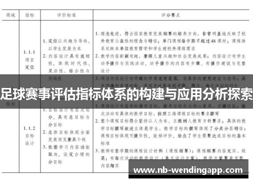 足球赛事评估指标体系的构建与应用分析探索