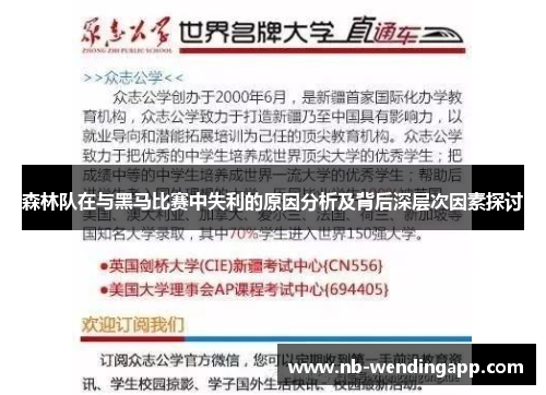 森林队在与黑马比赛中失利的原因分析及背后深层次因素探讨
